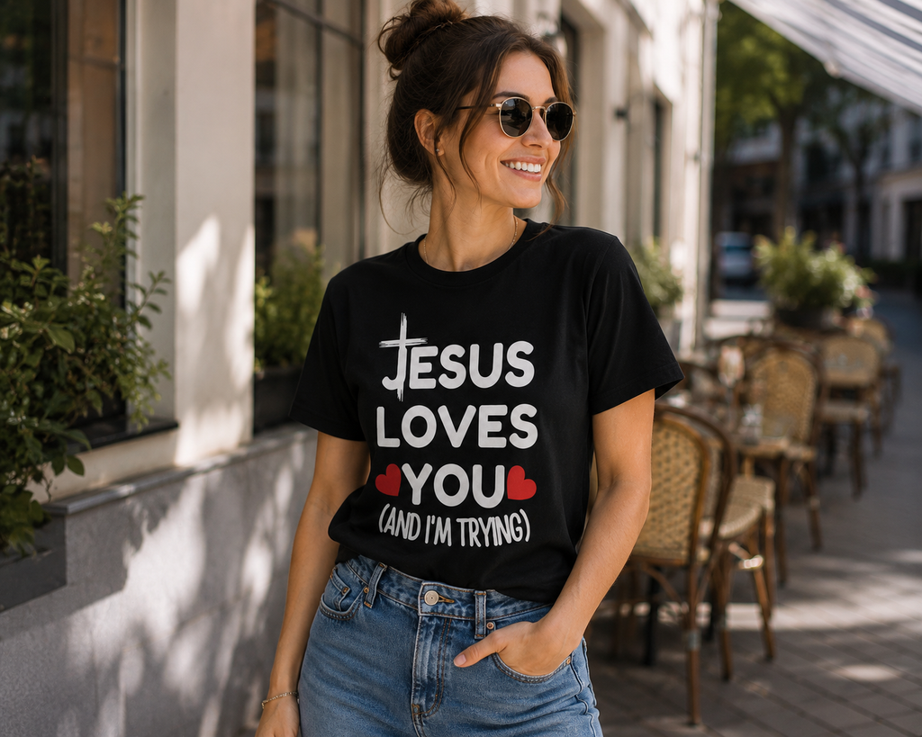 Jesus Loves You And I'm Trying Shirt