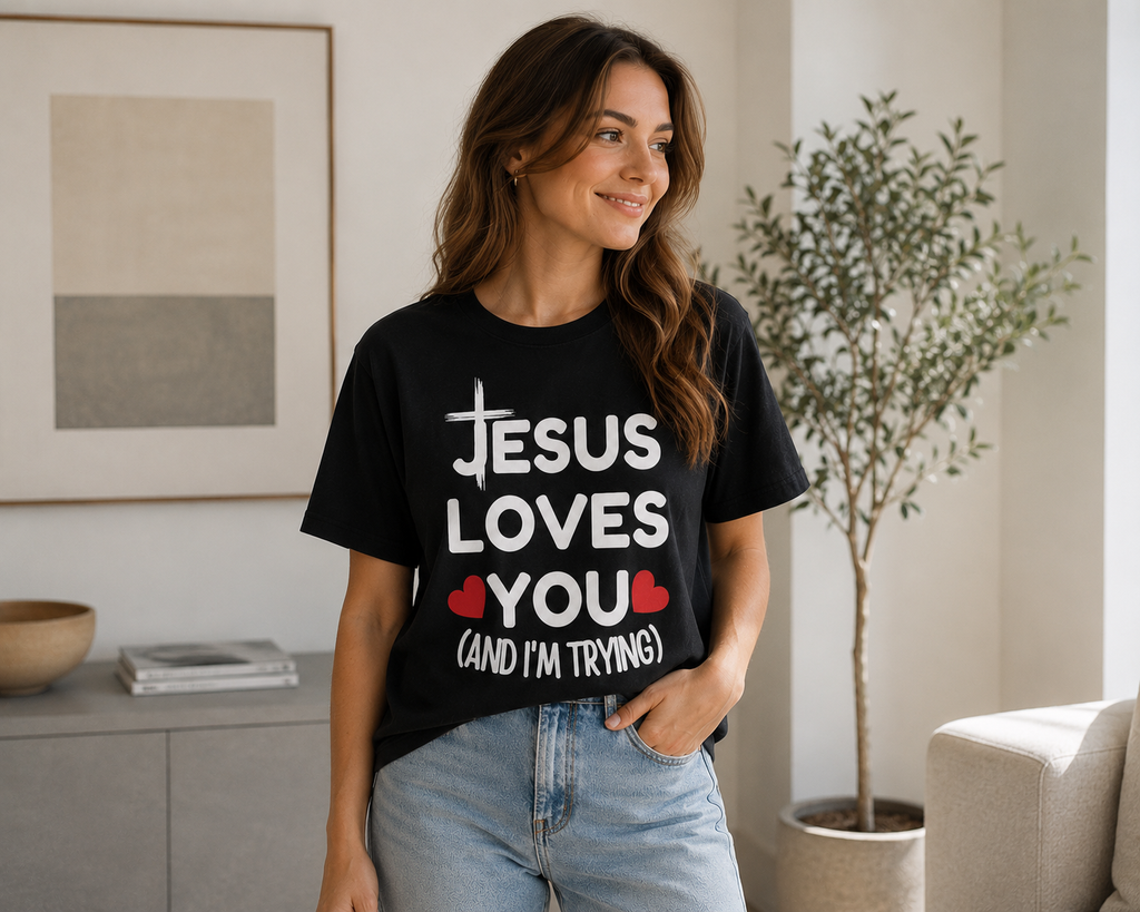 Jesus Loves You And I'm Trying Shirt