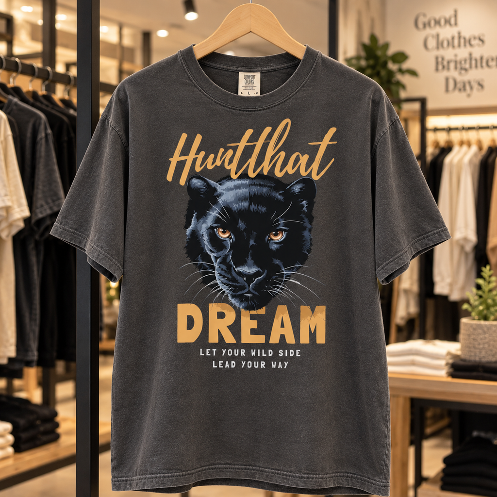 Hunt That Dream Panther Tee — Motivational Comfort Colors T-Shirt