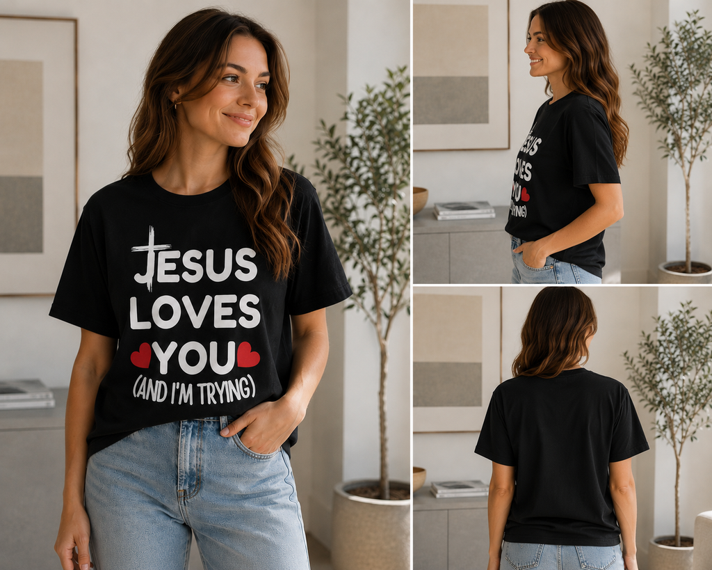 Jesus Loves You And I'm Trying Shirt