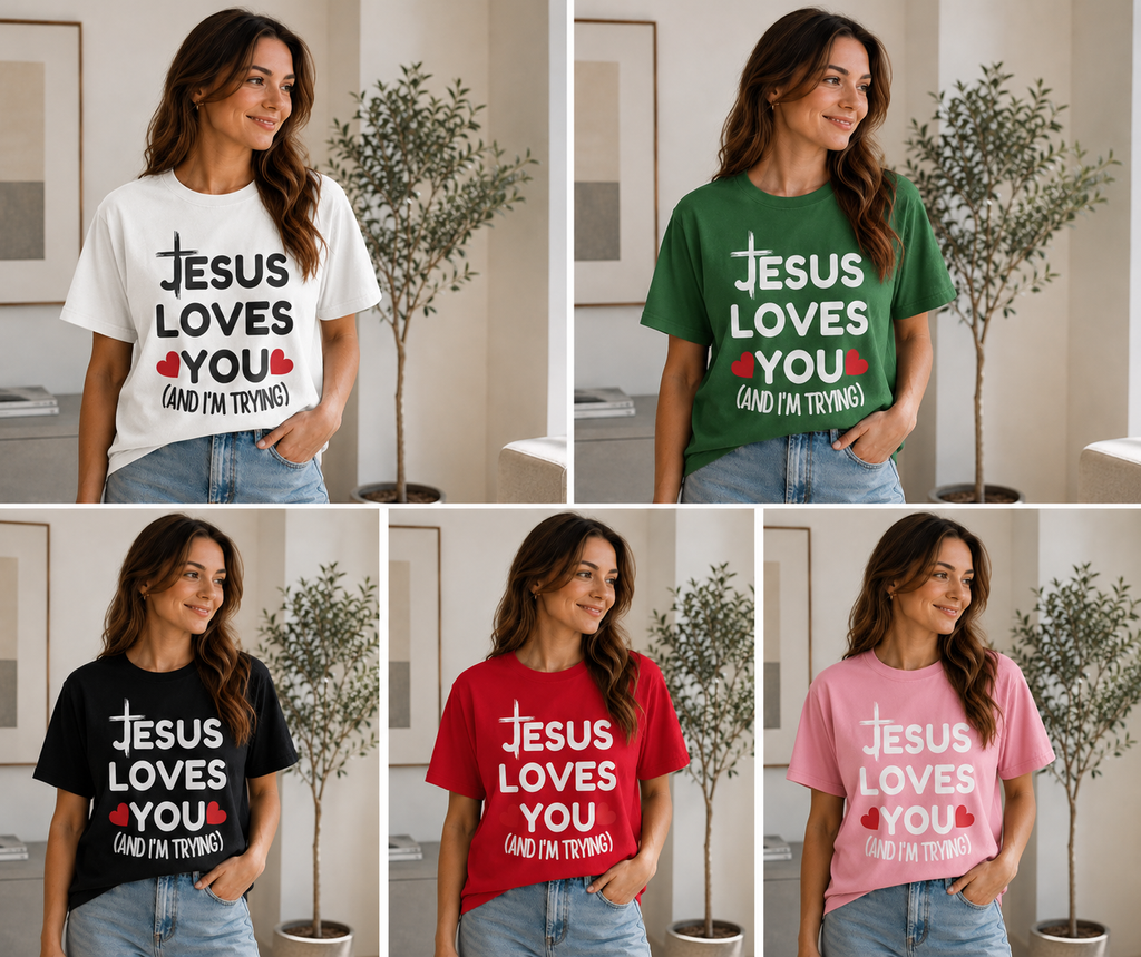 Jesus Loves You And I'm Trying Shirt