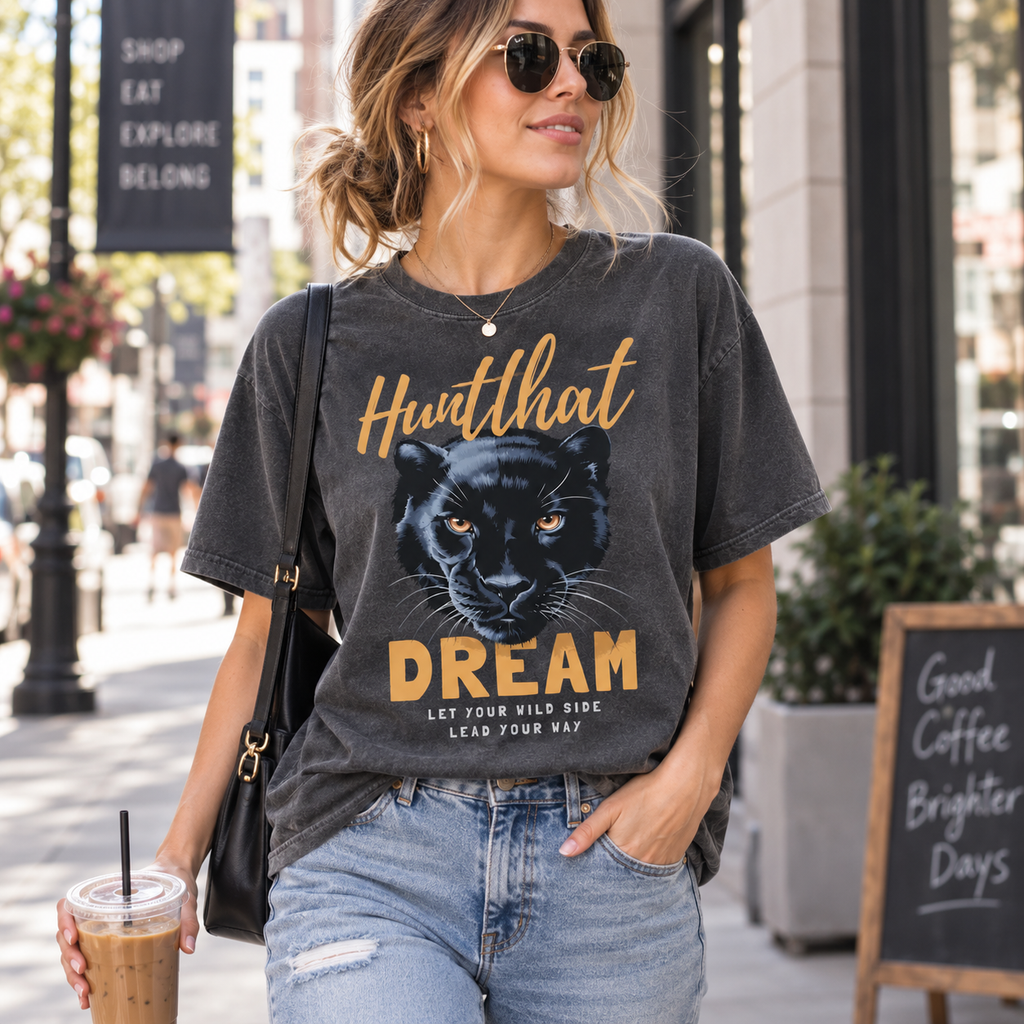 Hunt That Dream Panther Tee — Motivational Comfort Colors T-Shirt