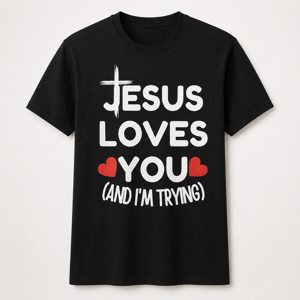 Jesus Loves You And I'm Trying Shirt