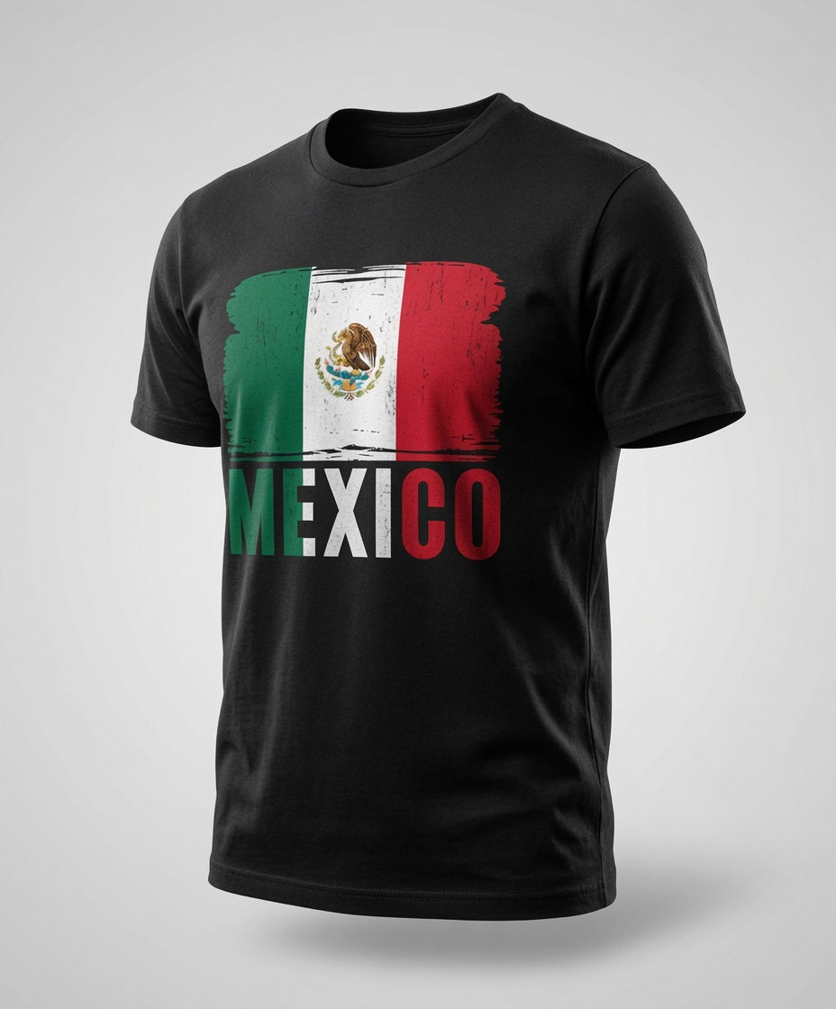 Mexico Flag Shirt | Distressed Brushstroke Tee
