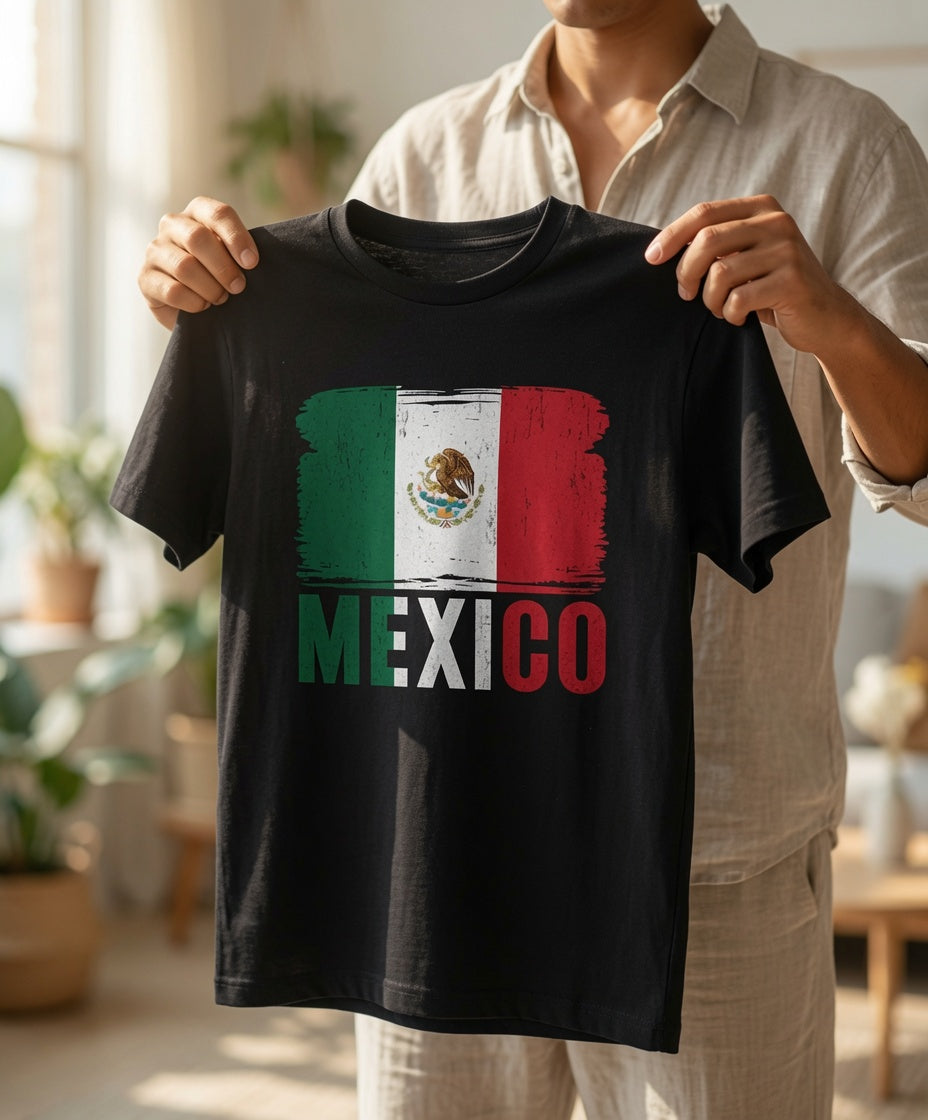 Mexico Flag Shirt | Distressed Brushstroke Tee