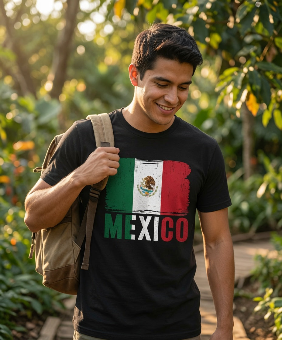 Mexico Flag Shirt | Distressed Brushstroke Tee