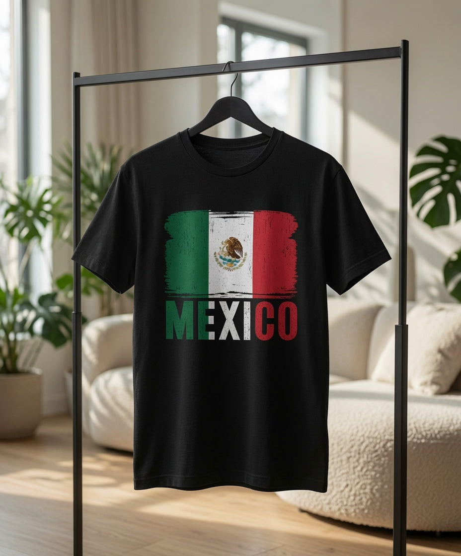Mexico Flag Shirt | Distressed Brushstroke Tee