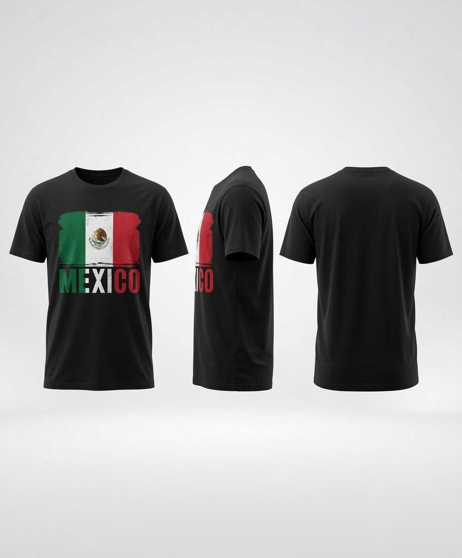 Mexico Flag Shirt | Distressed Brushstroke Tee