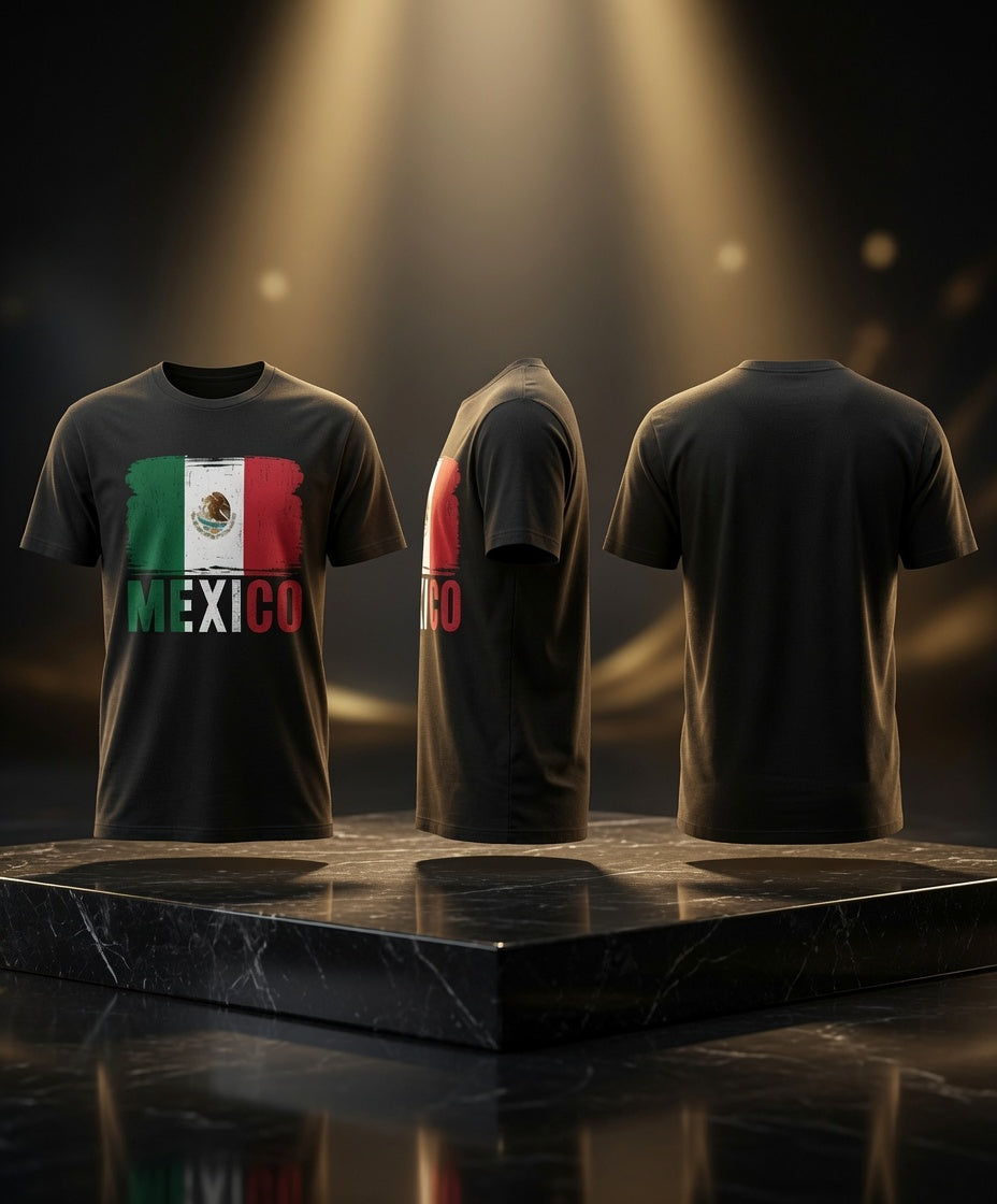 Mexico Flag Shirt | Distressed Brushstroke Tee
