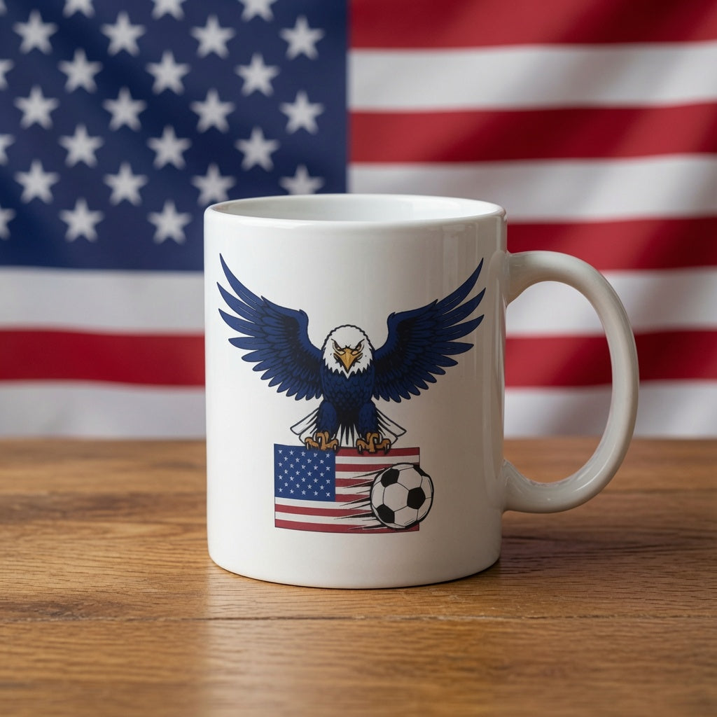 USA Eagle Flag Crest Soccer Mug | Patriotic |