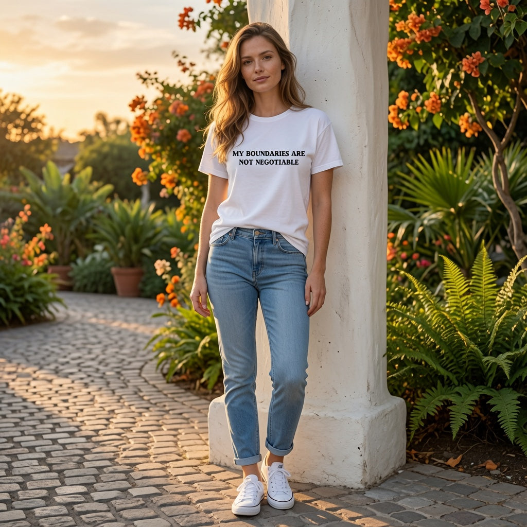 Boundaries Shirt Women, "My Boundaries Are Not Negotiable" Self Respect Tee, Mental Health T-Shirt, Empowerment Graphic Tee