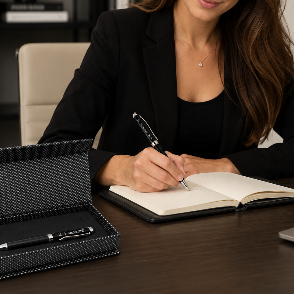Engraved Pen Duo Set — Carbon Fiber Gift Case