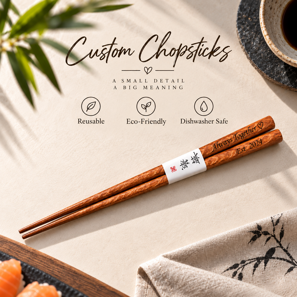 Custom Engraved Chopsticks, Personalized Anniversary Gift, Always Together Est Date Chopsticks, Reusable Eco Friendly Gift for Couple