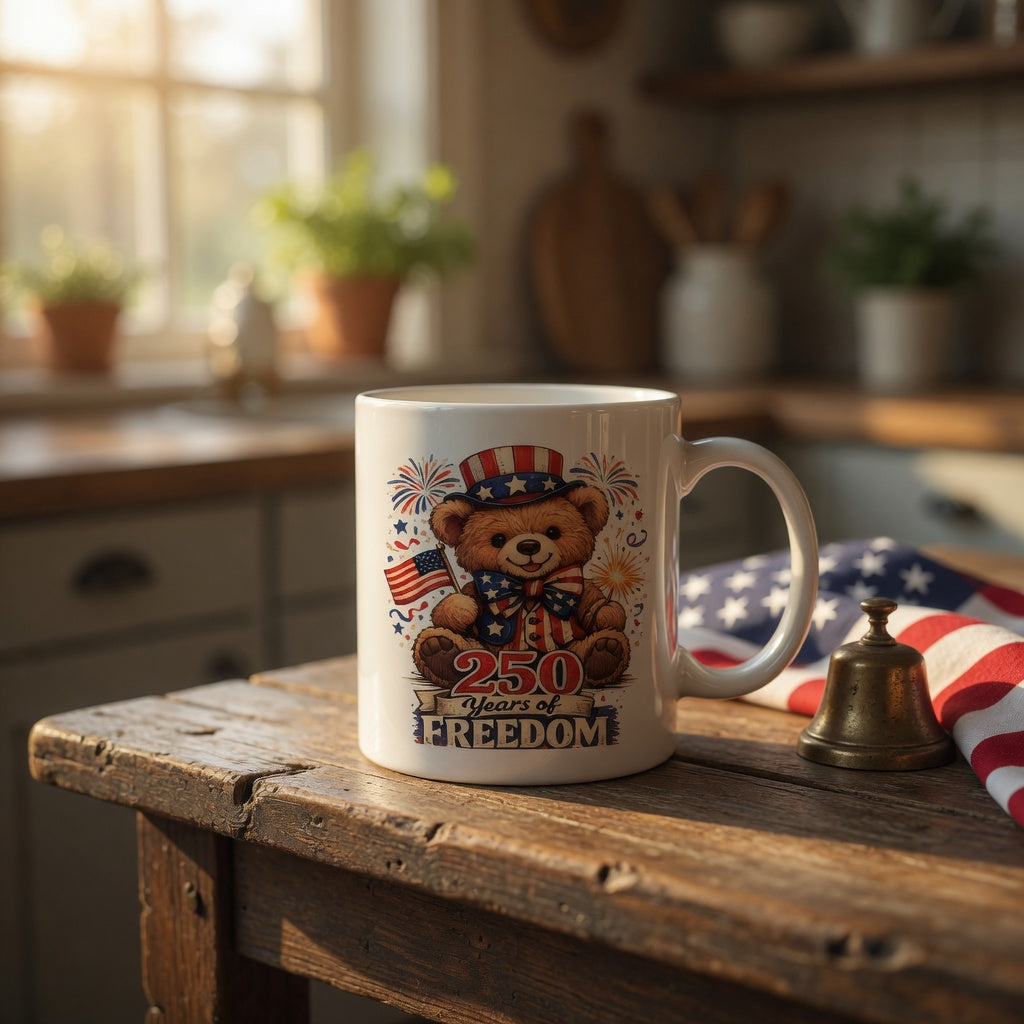 250 Years of Freedom Patriotic Bear Mug | America 250