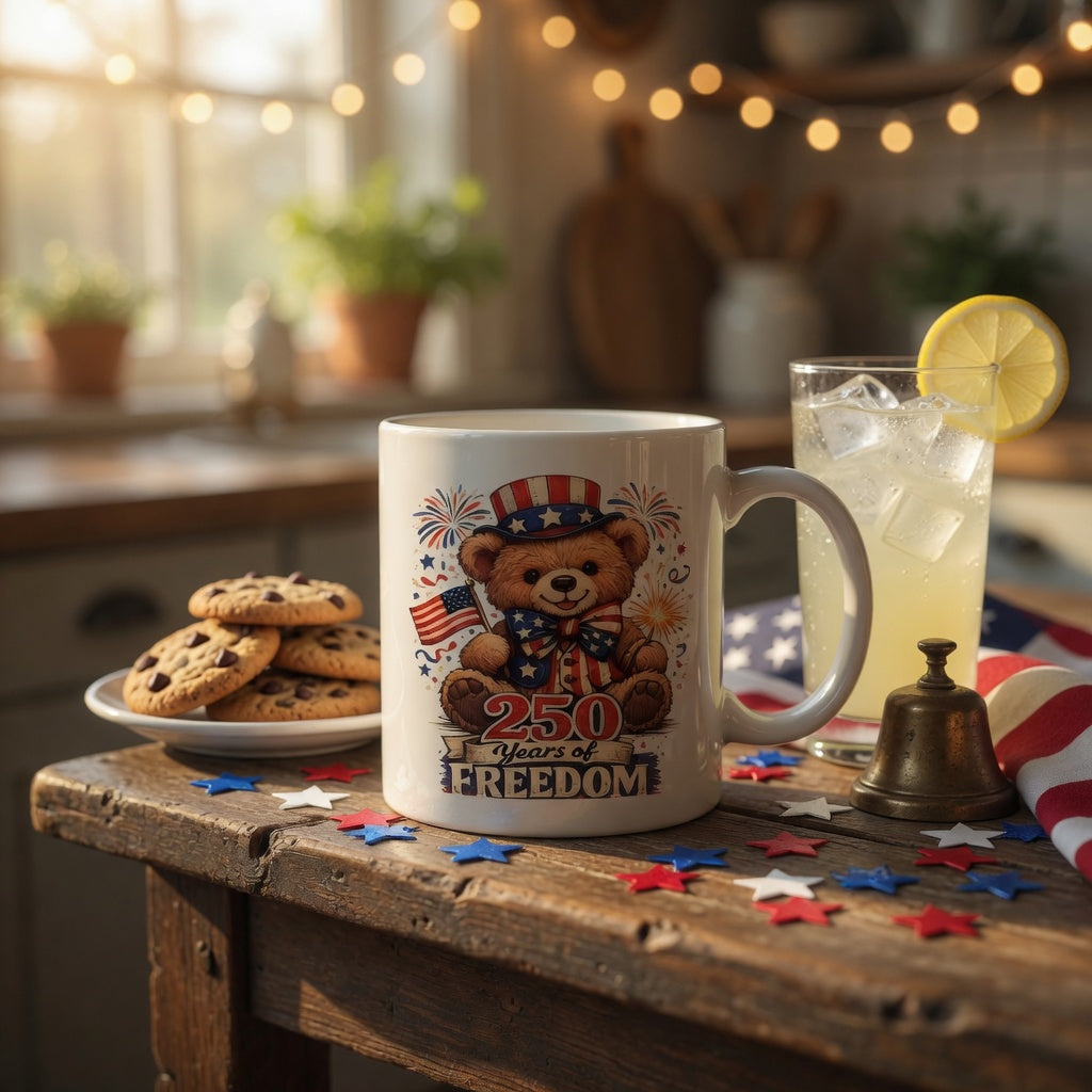 250 Years of Freedom Patriotic Bear Mug | America 250