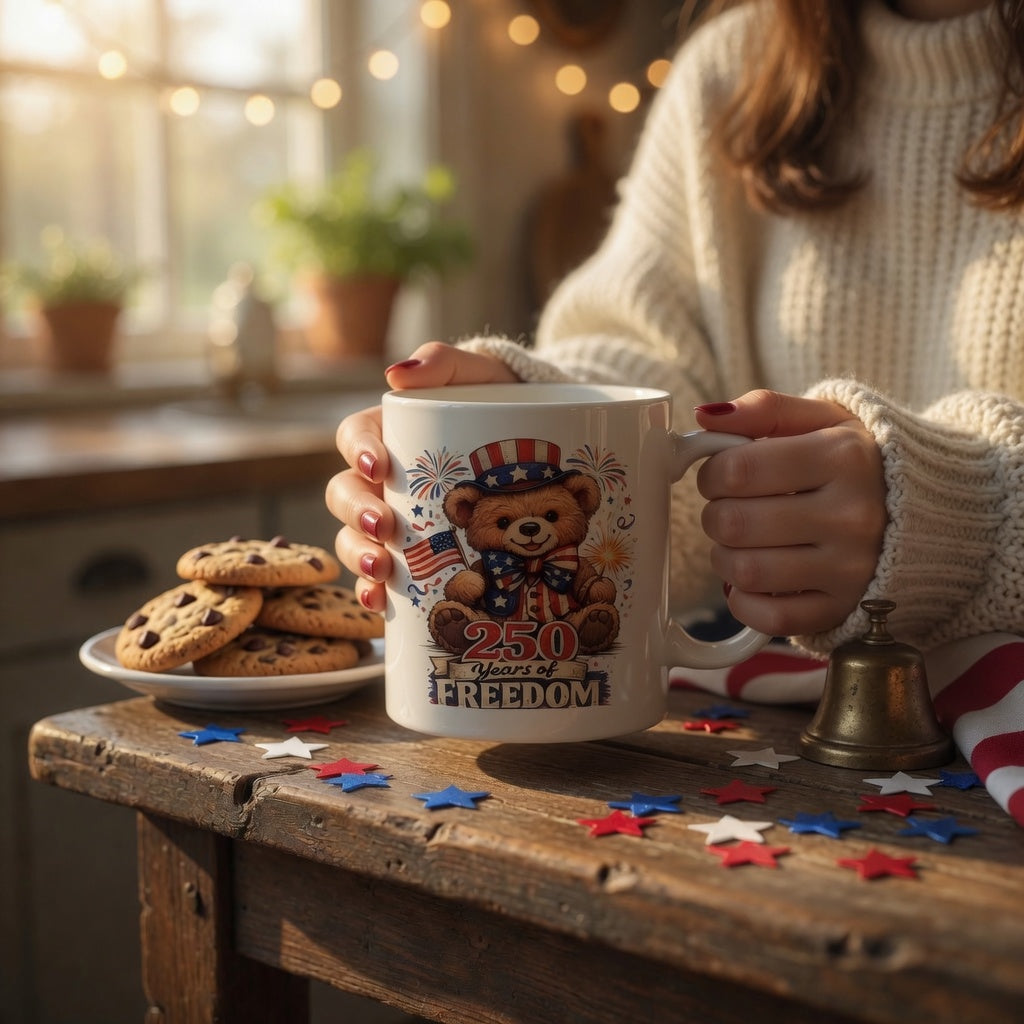 250 Years of Freedom Patriotic Bear Mug | America 250