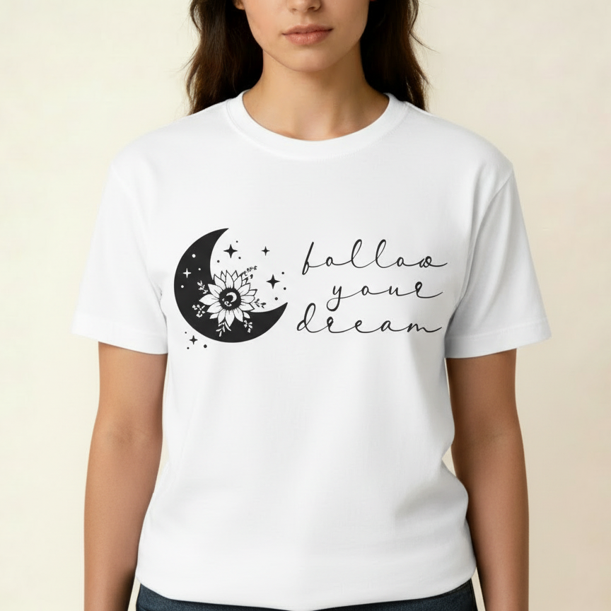 Follow Your Dream Floral Moon T-Shirt