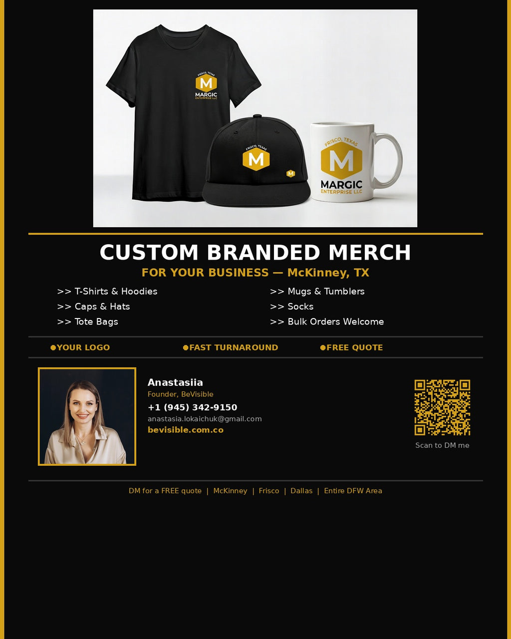Custom Branded Apparel Package for Your Business | T-Shirts, Hats, Mugs and More | Logo Print | All Industries Welcome