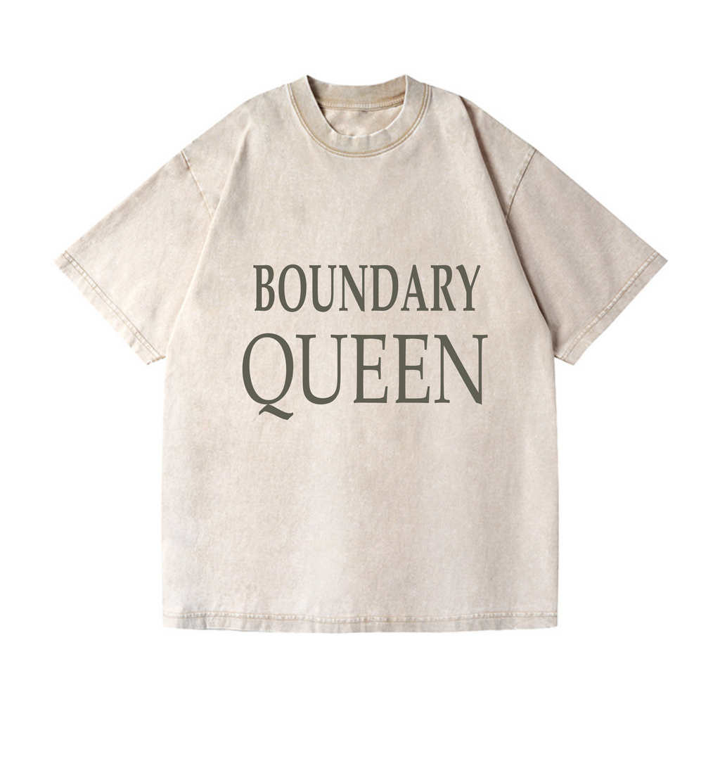 Boundary Queen Tee — Acid Wash Oversized T-Shirt