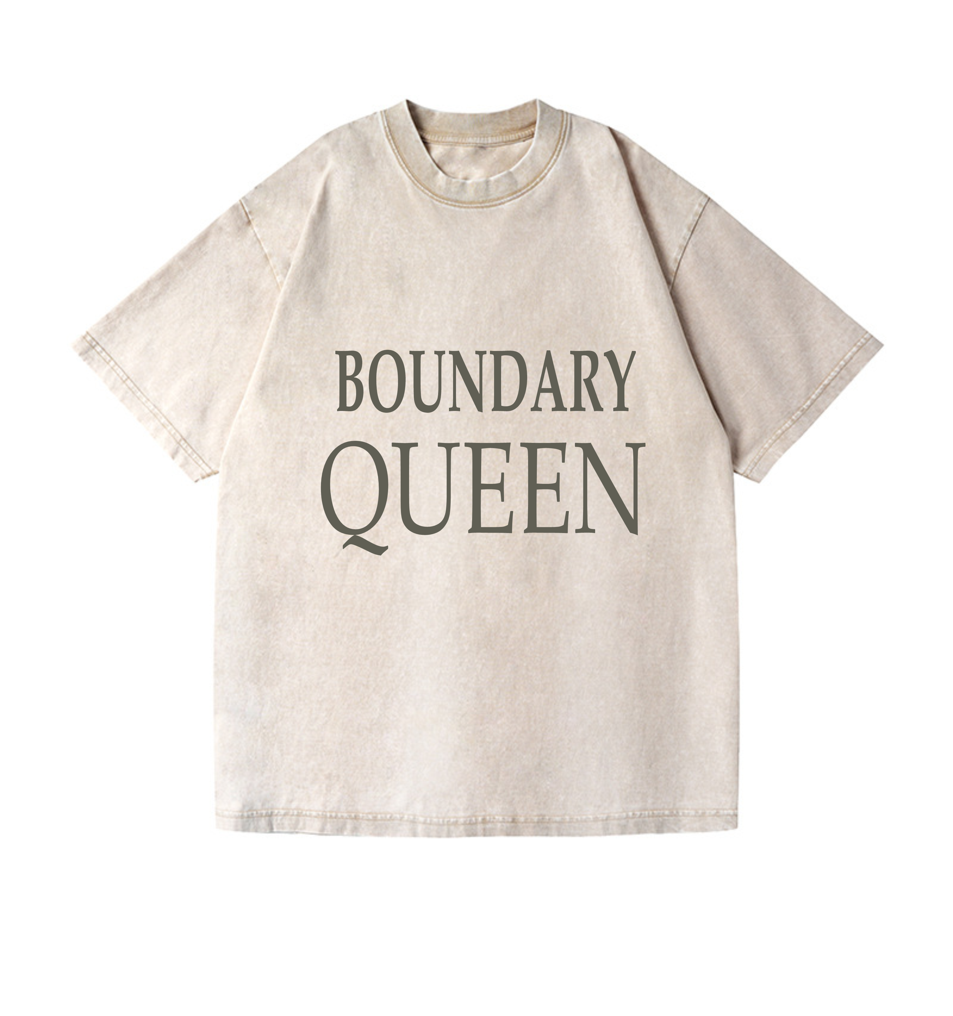 Boundary Queen Tee — Acid Wash Oversized T-Shirt