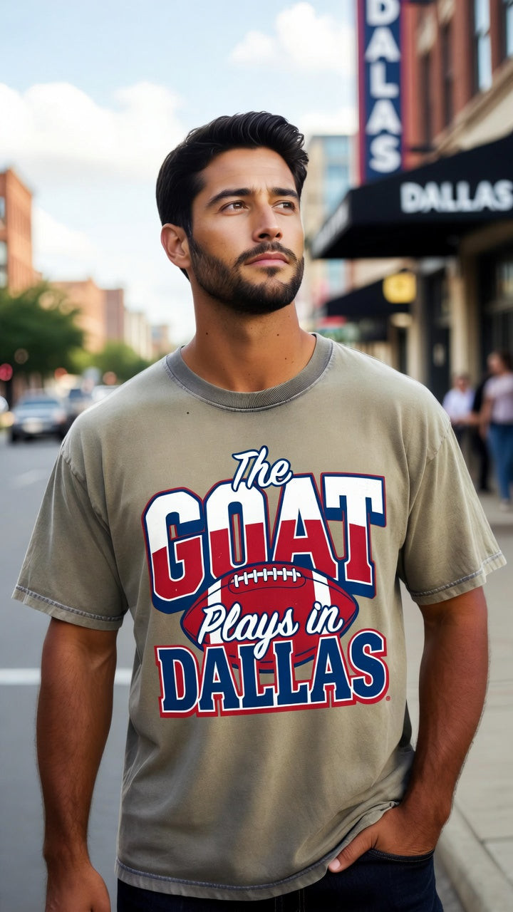 GOAT 10 Dallas 2026 soccer shirt — the number 10 needs no introduction. DTF printed in Texas. Match day ready.