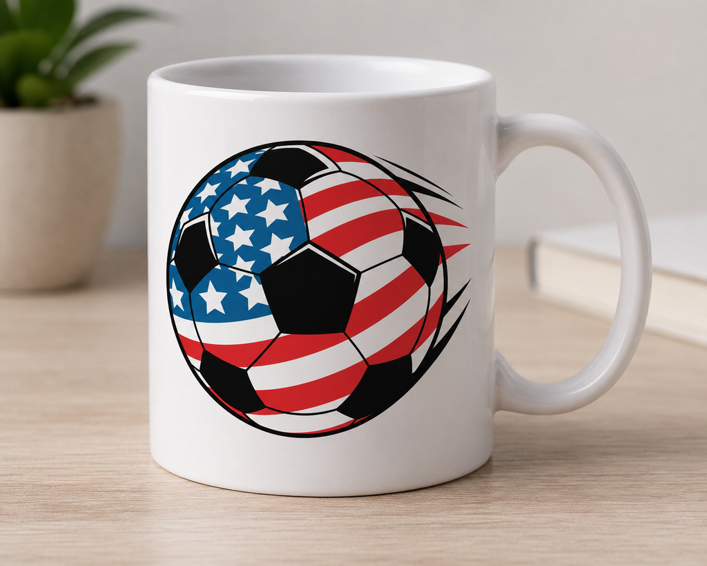 USA Flag Soccer Ball Mug | Minimalist