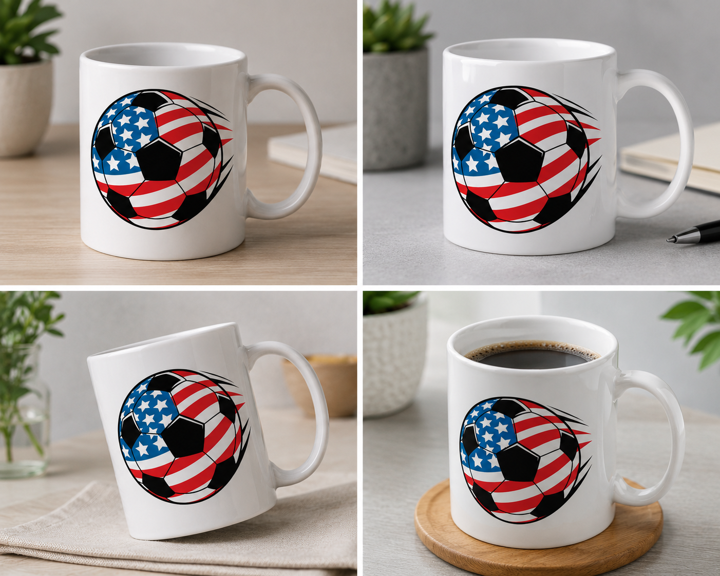 USA Flag Soccer Ball Mug | Minimalist