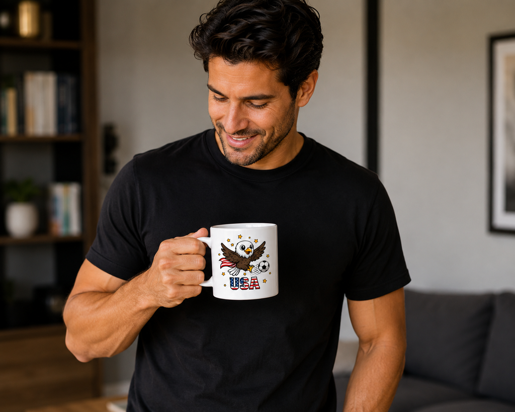SA Cute Eagle Soccer Mug | Cartoon |