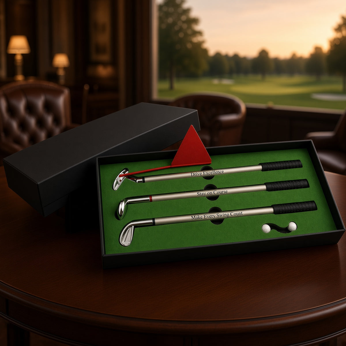 Golf Pen Set Gift for Him, Personalized Golf Club Pens, Executive Golfer Gift Box, Retirement Boss Fathers Day Golf Gift
