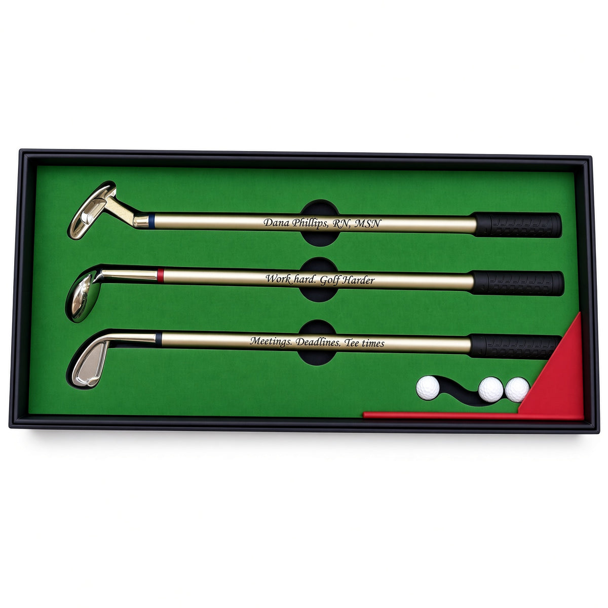 Golf Pen Set Gift for Him, Personalized Golf Club Pens, Executive Golfer Gift Box, Retirement Boss Fathers Day Golf Gift