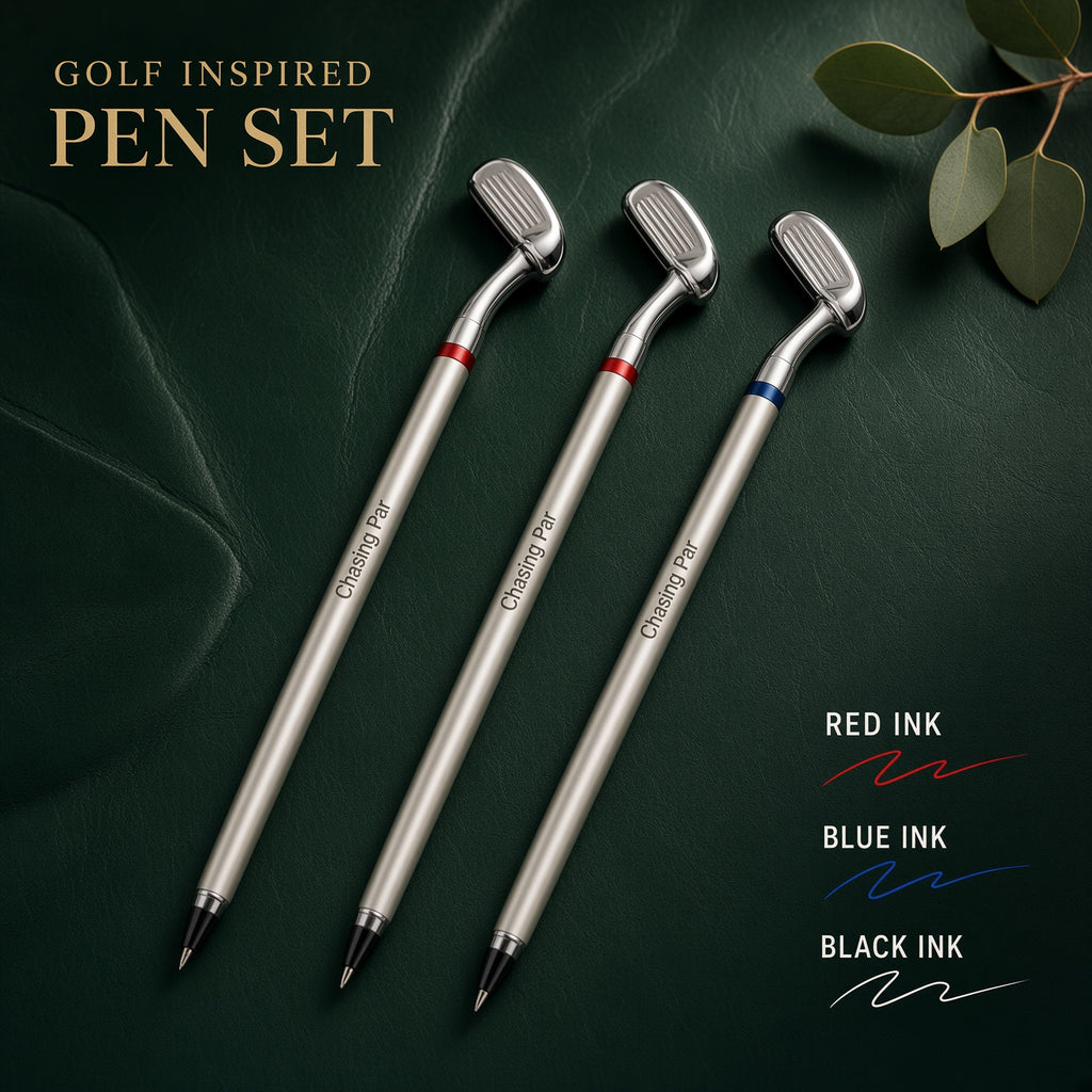 Golf Pen Set Gift for Him, Personalized Golf Club Pens, Executive Golfer Gift Box, Retirement Boss Fathers Day Golf Gift