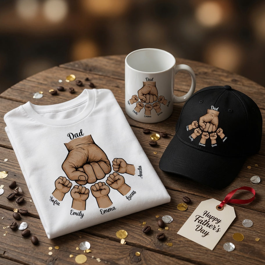 Custom Dad Fist Bump 3-Piece Gift Set | Personalized | BeVisible