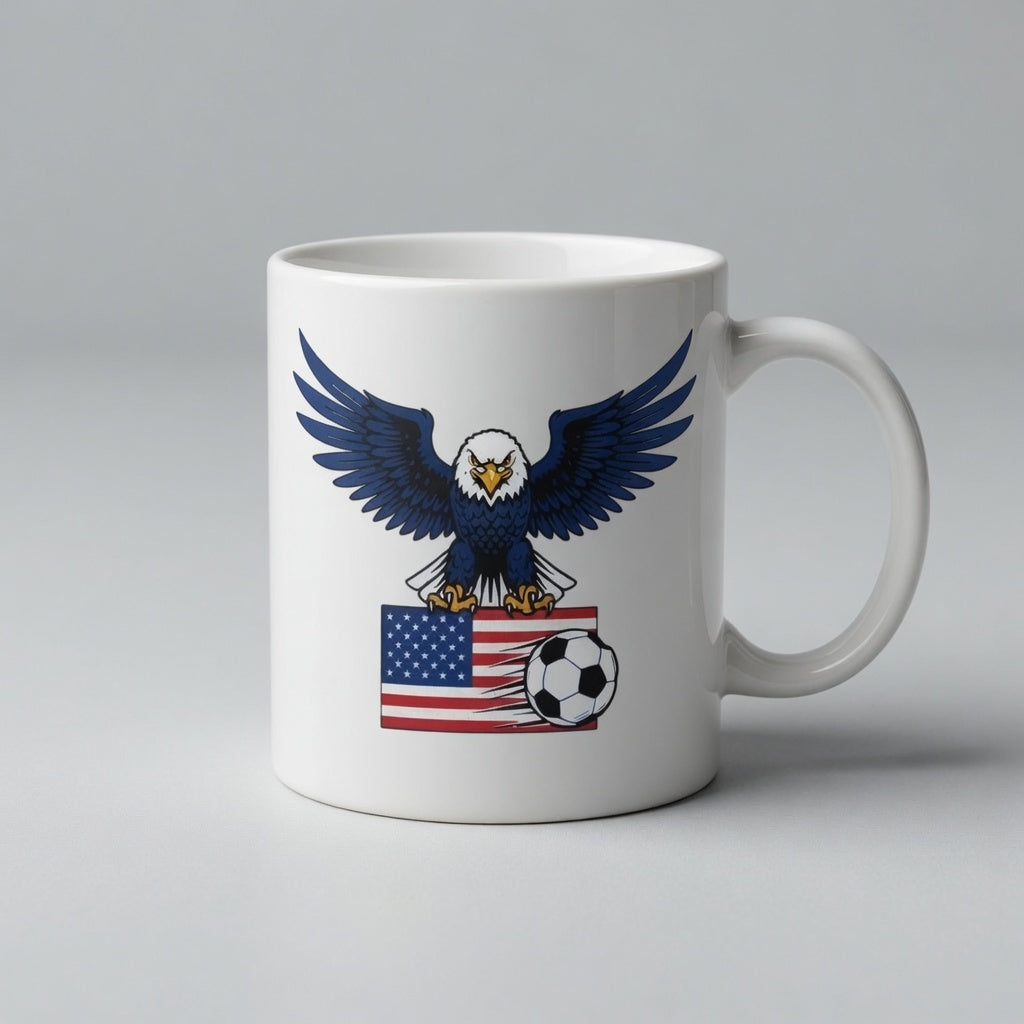 USA Eagle Flag Crest Soccer Mug | Patriotic |